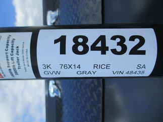 2023 Rice 76x14  Single Axle Utility SST7614