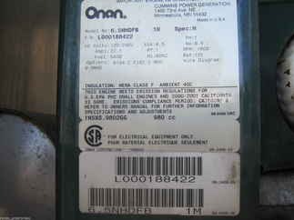 Onan Commercial 6500 watt generator 120/240V LOW HRS! only 1034 runs great!