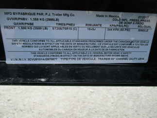 2018 PJ 83x10 U8 Single Axle Utility U821031DSGK