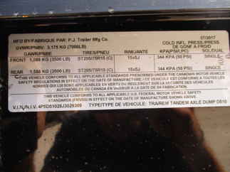2018 PJ 60x10 D5 Dump D5A1032BSSKR
