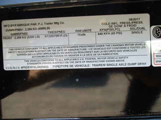 2018 PJ 60x10 D5 Dump D5A1051BSSKMP