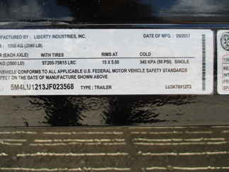 2018 Liberty 78x12  Single Axle Utility LU3K78X12T3