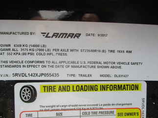 2018 Lamar 83x14  Dump DL831427