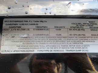 2018 PJ 83x16 DC Dump DCA1672BSSK03MP