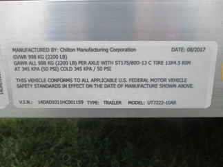 2017 Chilton 72x10  Aluminum Single Axle Utility UT7222-10AR