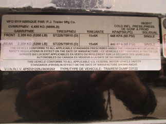 2018 PJ 78x12 D2 Dump D2A1252BSSKBR