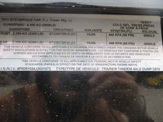 2018 PJ 60x10 D5 Dump D5D1052BSTKR