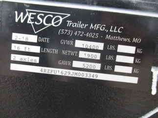 2018 Wesco 82x16 Equipment