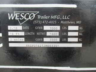 2018 Wesco 76x16 Utility