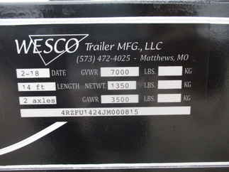 2018 Wesco 76x14 Utility
