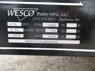 2018 Wesco 76x12 Single Axle Utility