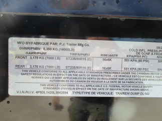 2020 PJ Trailer 83x14 DL Dump DLA1472BSSK3M