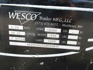 2020 Wesco 82x20 Utility