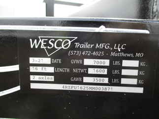 2021 Wesco 76x16 Utility