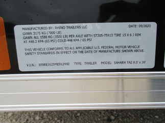 2021 Rhino 8.5x16  Enclosed Car Hauler SAHARA 8.5X16TA2
