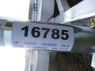 2022 Legend 83x12  Aluminum Single Axle Utility 7X12UGSA30