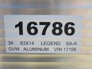 2022 Legend 83x14  Aluminum Single Axle Utility 7X14UGSA30