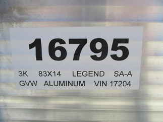 2022 Legend 83x14  Aluminum Single Axle Utility 7X14TUSA30