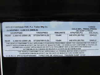 2023 PJ Trailer 72x12 D3 Dump D3D1252BSSK