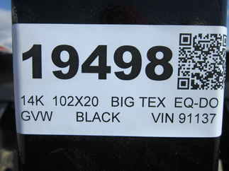 2025 Big Tex 102x20  Equipment Deckover 14OA-20STA-S8BK