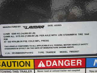 2025 Lamar 102x20  Equipment Deckover F8020227