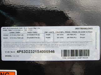 2025 PJ Trailer 83x14 DL Gooseneck Dump DLR1472BSSK