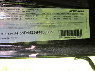 2025 PJ Trailer 60x10 D5 Dump D521032BSSK-TK01
