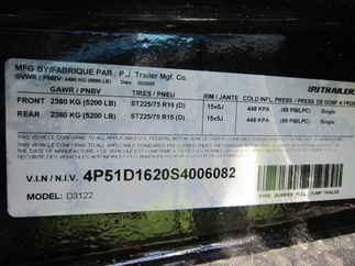2025 PJ Trailer 72x12 D3 Dump D3J1252BSSK-TK01