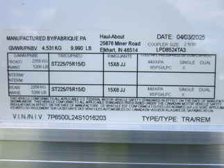 2025 Haul-About 8.5x24  Enclosed Car Hauler LPD8524TA3