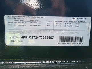 2026 PJ Trailer 83x22 EV Equipment EVJ2272BSAK