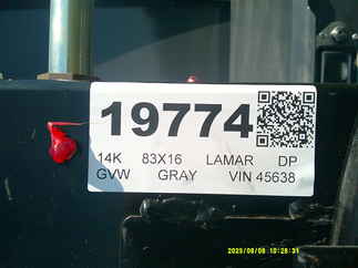 2026 Lamar 83x16  Dump DL831627