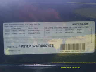 2026 PJ Trailer 83x14 D7 Dump D7C1472BSSK