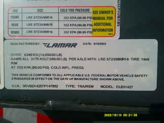 2026 Lamar 83x14  Dump DL831427