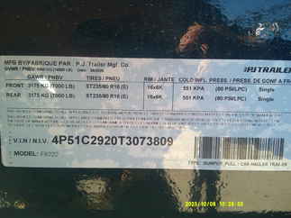 2026 PJ Trailer 102x22 F8 Equipment Deckover F8J2272BSSK