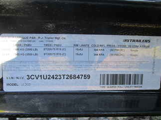 2026 PJ Trailer 83x20 UL Utility UL22032BSFK-ATVR-SP02