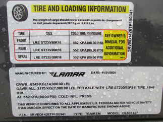 2026 Lamar 83x14  Dump DL831427