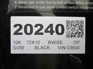 2026 BWISE 72x10  Dump DTR610D-10