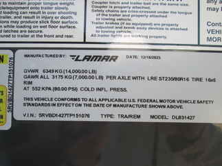 2026 Lamar 83x14  Gooseneck Dump DL831427