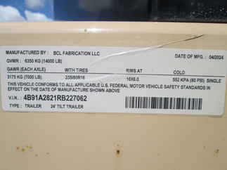 2024 BCL Fabrication 82x24  Equipment Tilt PT24
