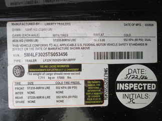 2026 Liberty 102x30  Equipment Deckover LF22K102X25+5B12BPPF PINTLE
