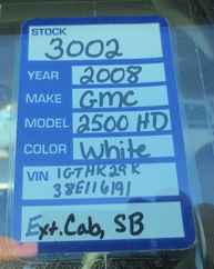 2008 GMC 2500HD Extended Cab Short Bed SLE1
