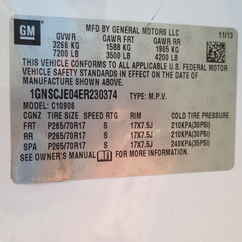 2014 Chevy 1500 Suburban   LT